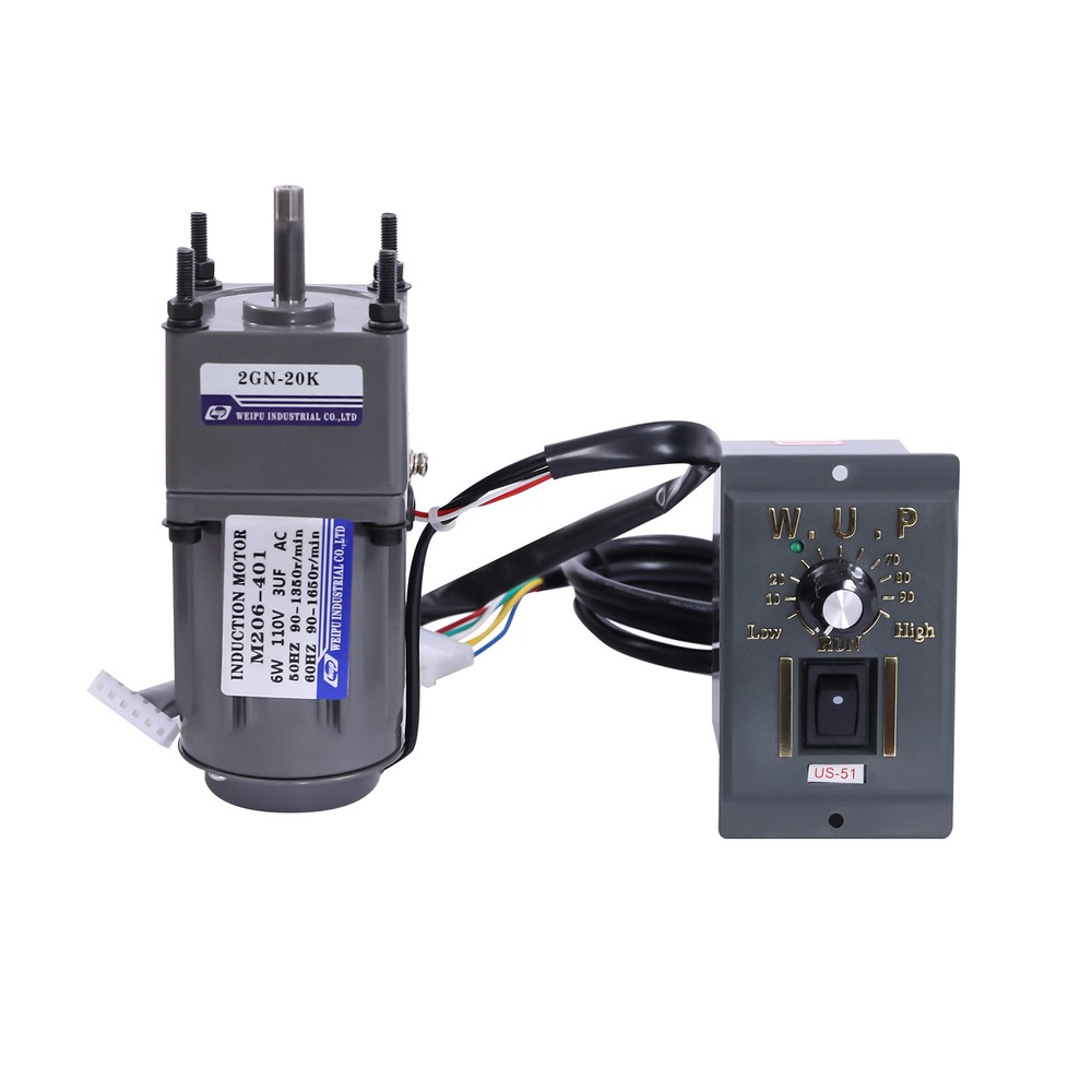 110V Gear Motor with Speed Controller Adjustable Speed Regulator (20K)