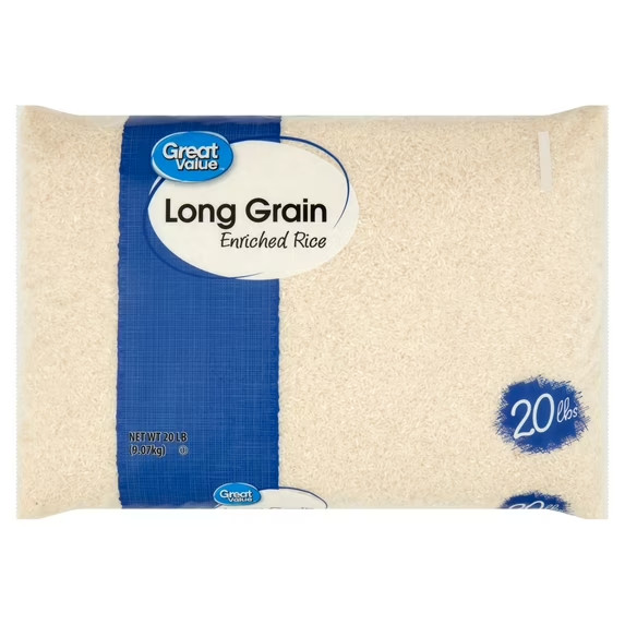 (3 pack) Great Value Long Grain Enriched Rice, 20 lb, FREE FAST SHIPPING