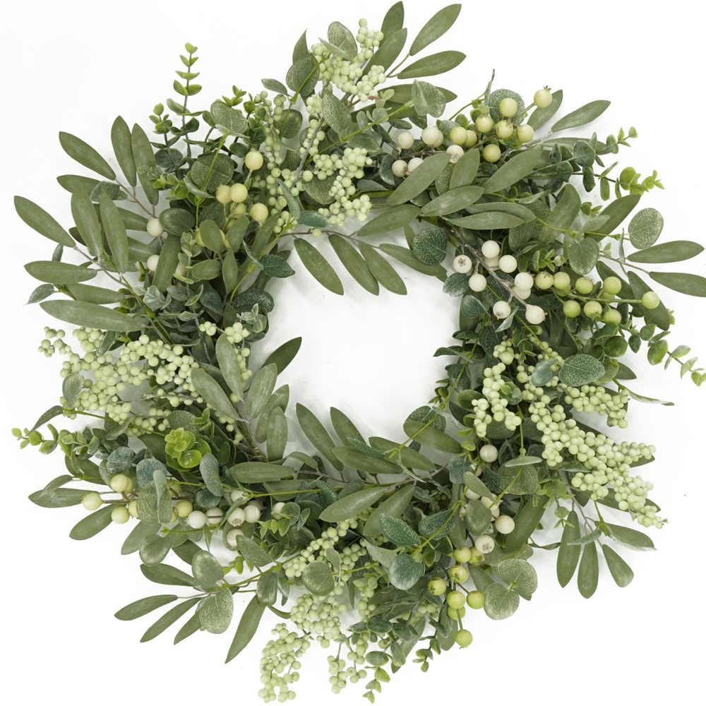 Green Eucalyptus Wreath Front Door Spring Summer Decor, Handmade 20" New