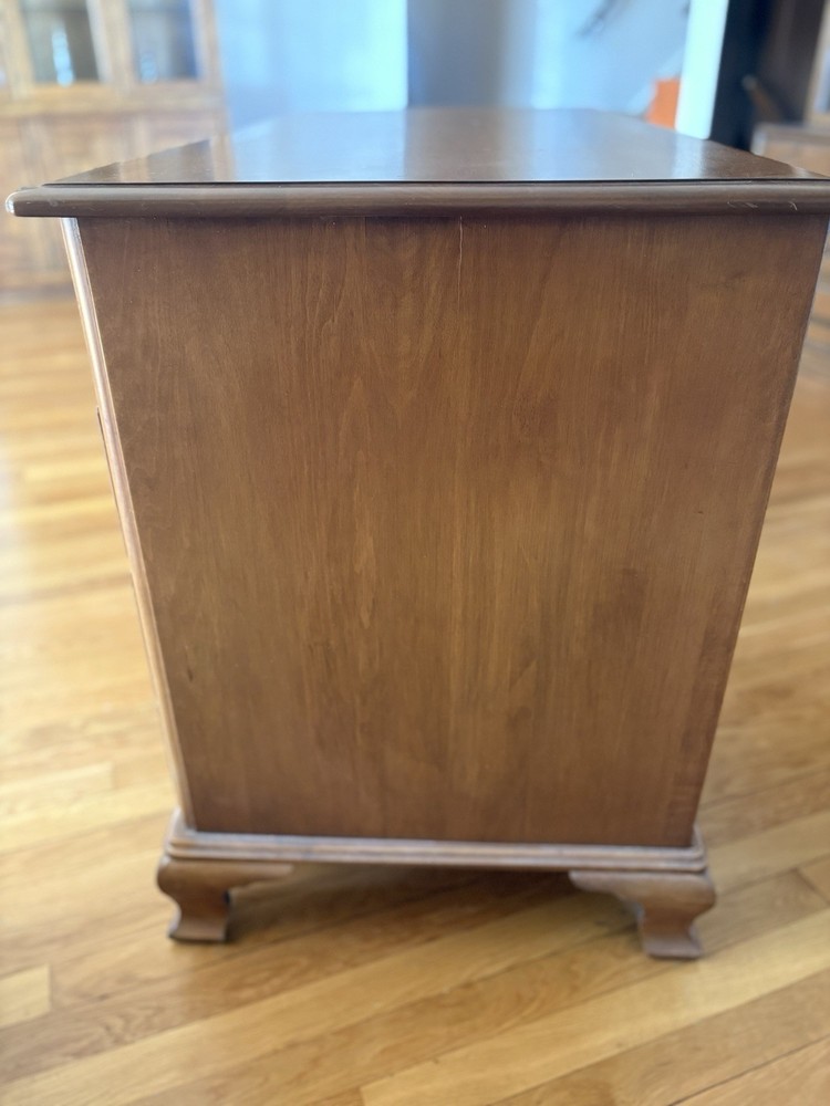 Kling Vintage Solid Maple Wood Carved Pedestal Desk Brass Pulls Marshall Fields