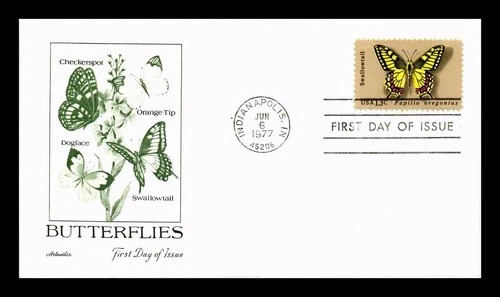 SWALLOWTAIL BUTTERFLY BUTTERFLIES   ARTMASTER CACHET 1977 FDC UNADDR