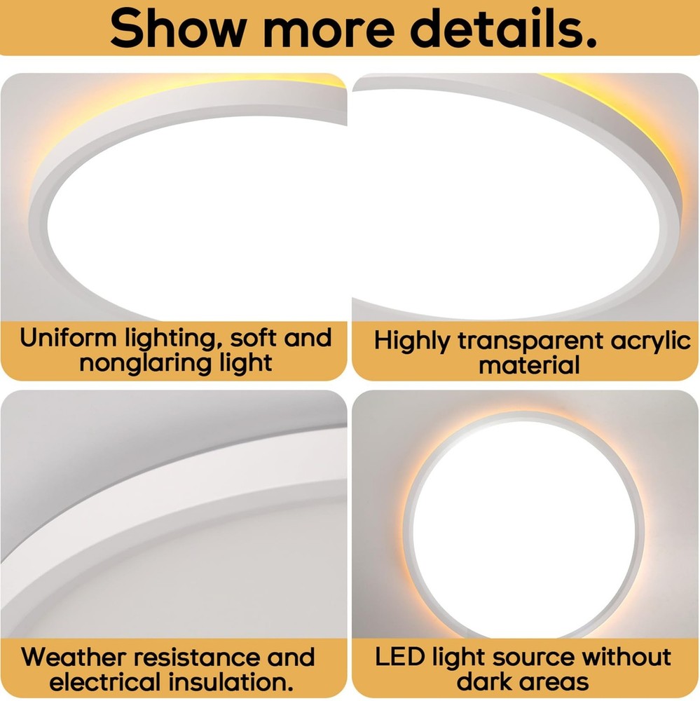 Mille Lucciole 4 Pack LED Flush Mount Ceiling Light Fixture with Night Light,...