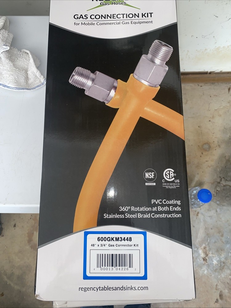 48" Mobile Gas Connector Hose Kit with 2 Elbows & Restraining Device Port Valve