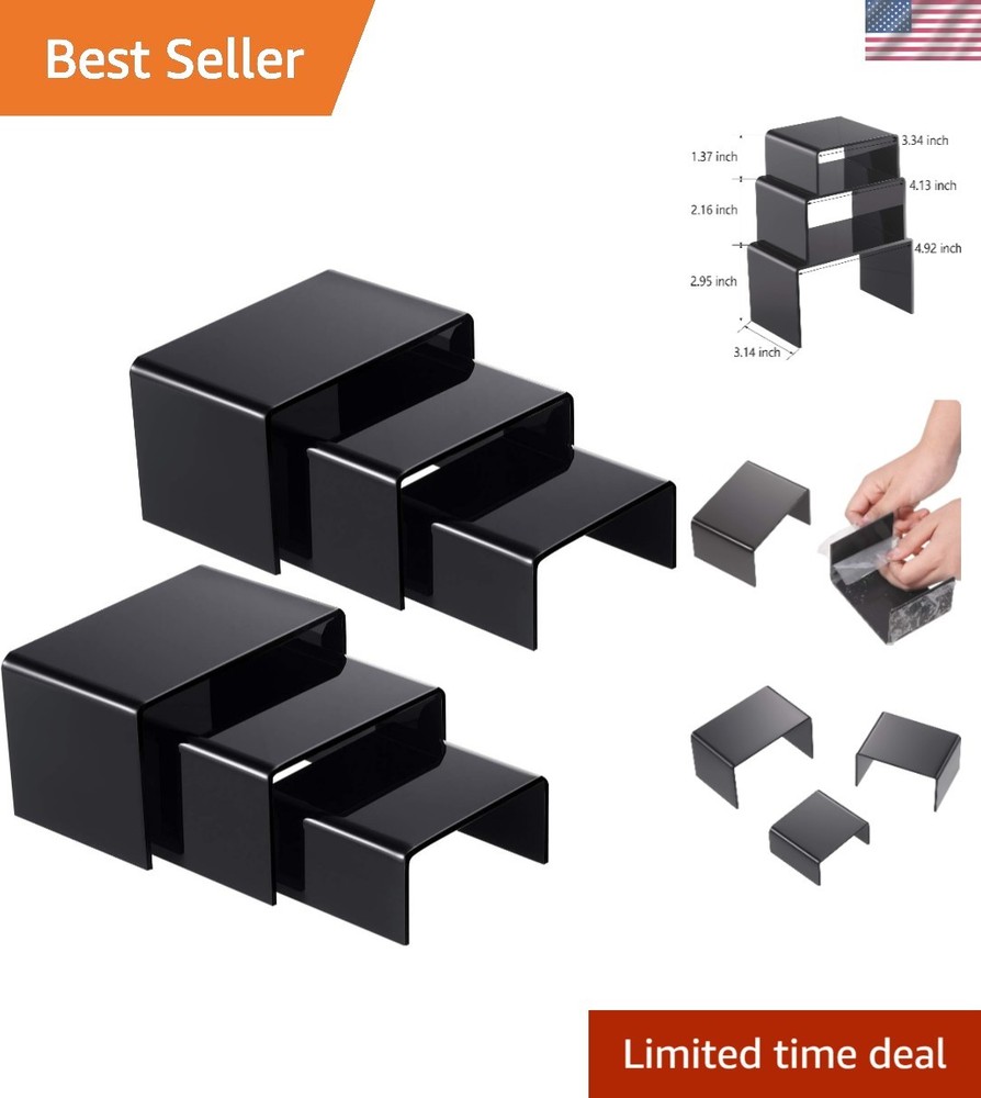 Versatile Acrylic Display Risers - Black Pedestal Set for Stunning Displays