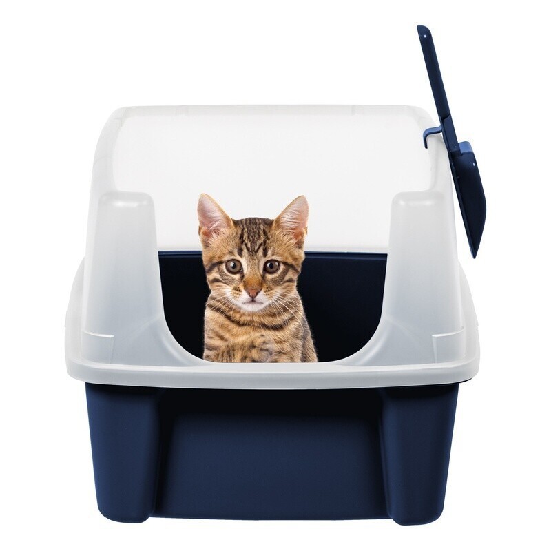 High Sided Open Top Cat Litter Box W/ Scoop Easy Clean Leakproof Cat Container