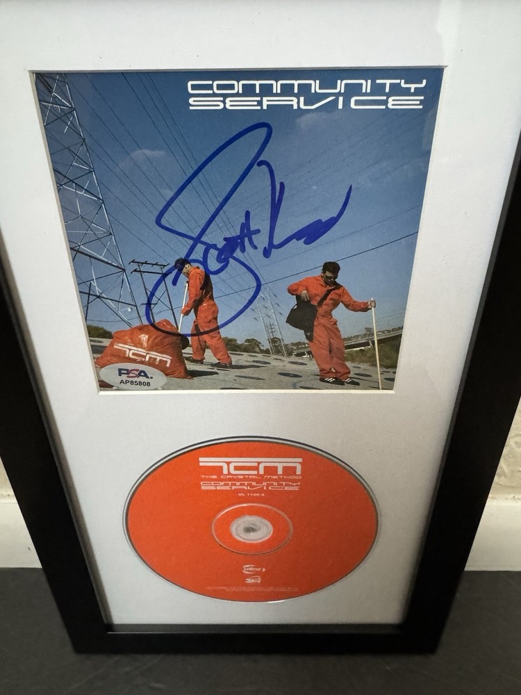 The Crystal Method Signed Scott Kirkland framed Community Service CD PSA/DNA