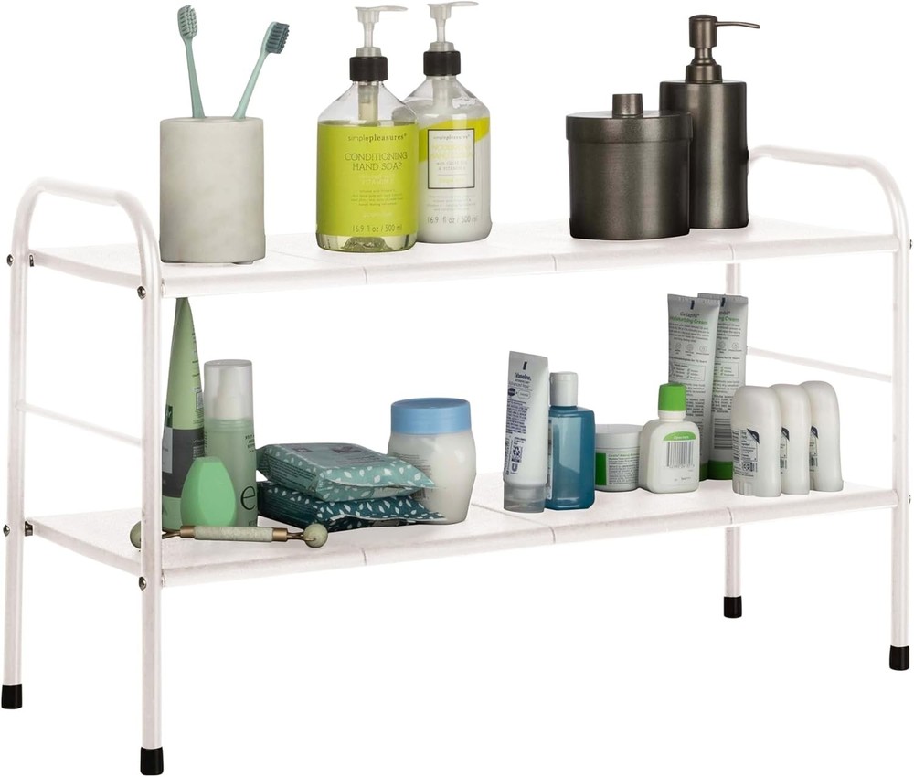 Under Sink Organizer 2 Tier Adjustable Shelf Organizer W/ 8 Removable Panels