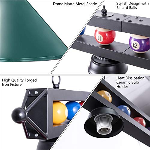 59" Pool Table Light, 3 Lights Hanging Pool Table Lighting, Adjustable Green