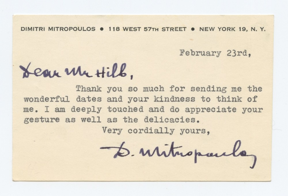 Dimitri MITROPOULOS (Conductor): Typed Note Signed
