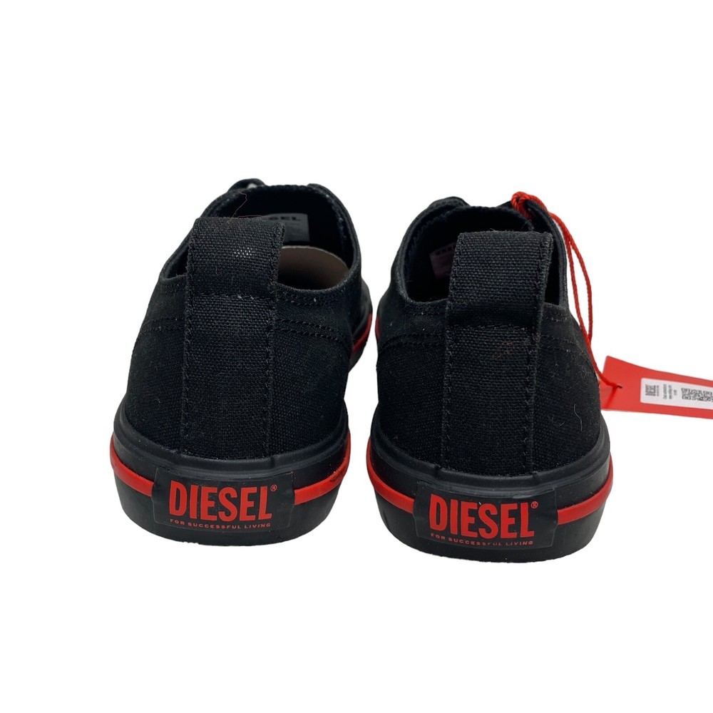 Diesel S-Athos Low Canvas Sneakers Black Red 8.5