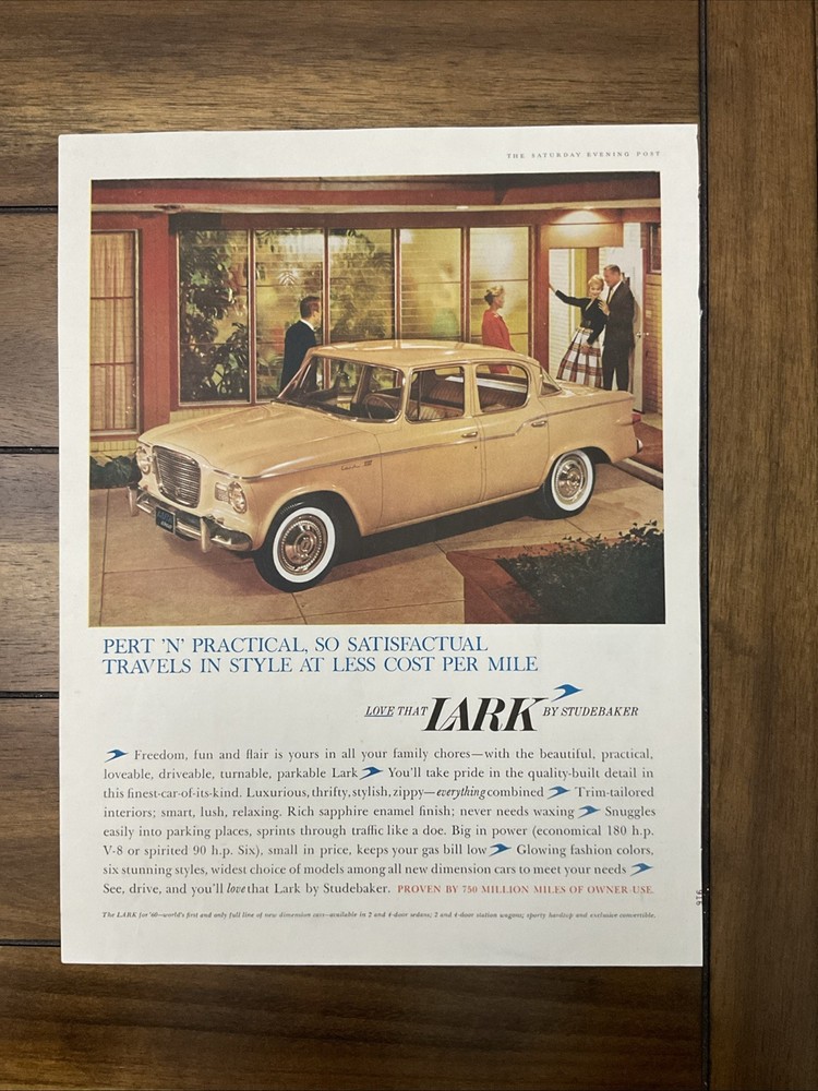 Lark Pert N' Practical Studebaker Print Ad 1960 10x13