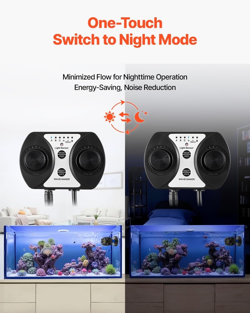 Vevor Aquarium Wave Maker 10W 1057 GPH Quiet Strong DC Powerhead Adjustable Fish