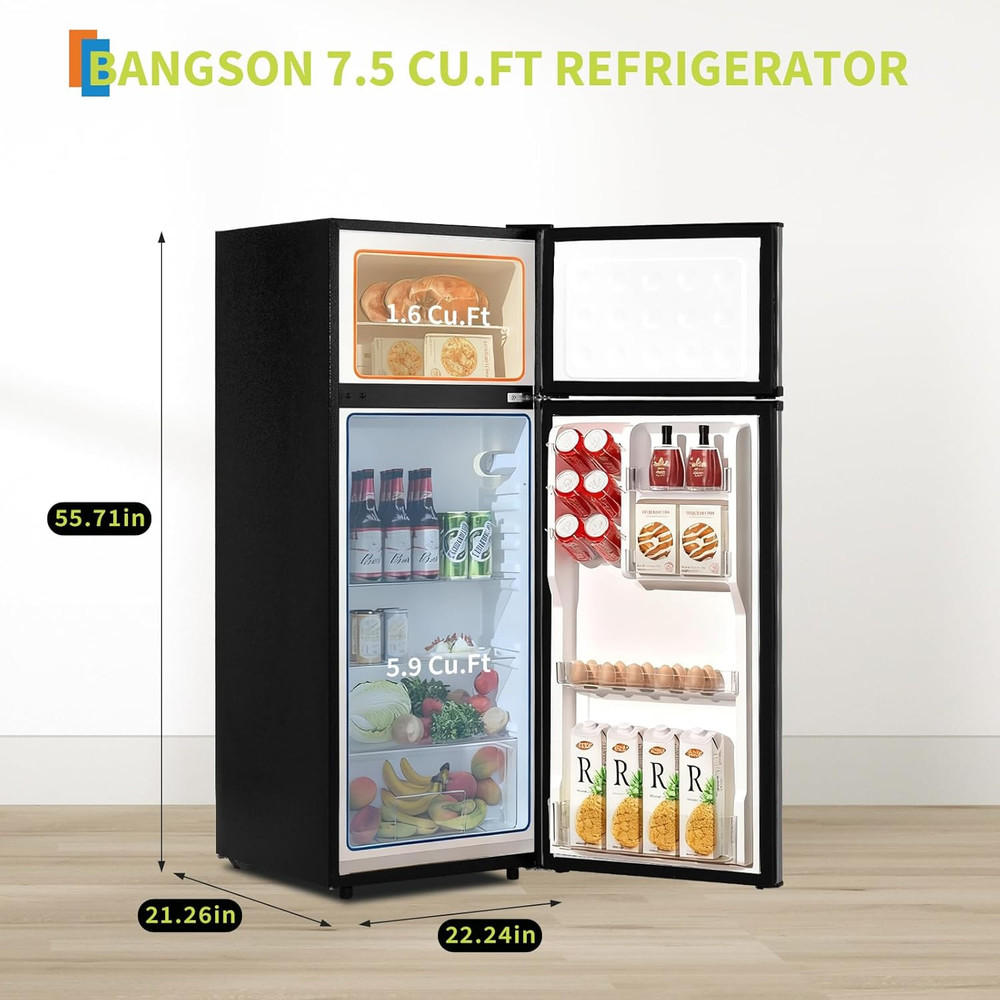 7.5 Cu.Ft Compact Refrigerator with Freezer - Ideal for Home & Office