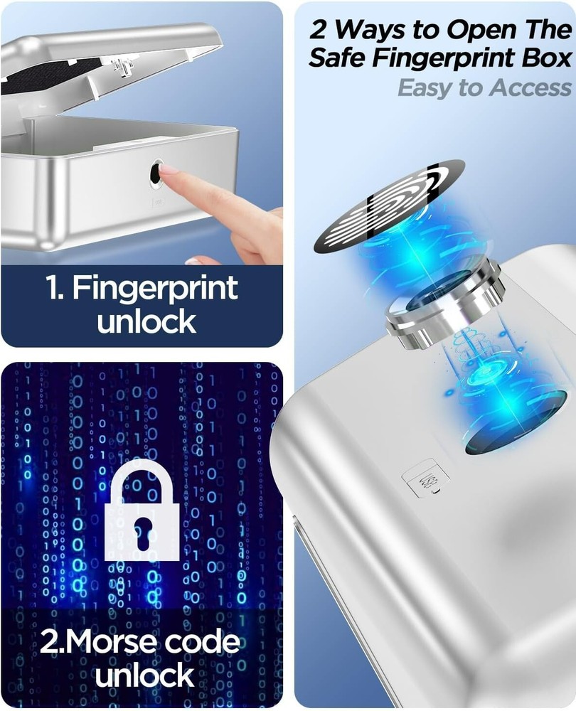 Biometric Fingerprint Safe Box - Quick Access Storage for Jewelry & Documents