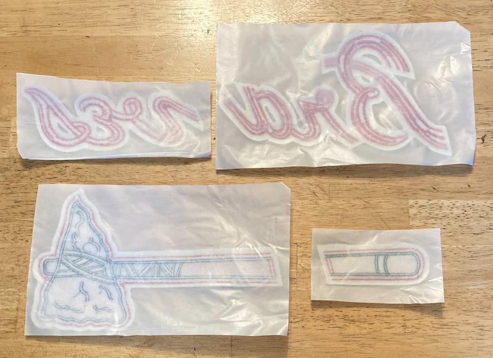 ATLANTA BRAVES *4-Piece* Embroidered Iron-On MLB Jersey Script Logo Patch Set