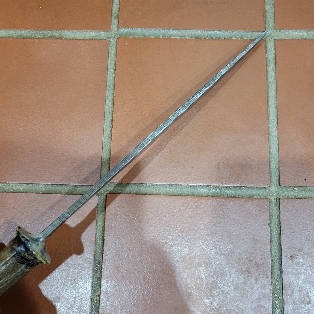 Vintage Hand Home Made Primitive Fixed Blade W/Sheath Antler Handle File Blade