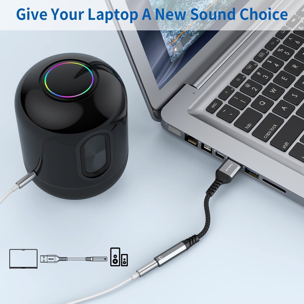 USB to 3.5mm Jack Audio Adapter (2-Pack), Headset,...