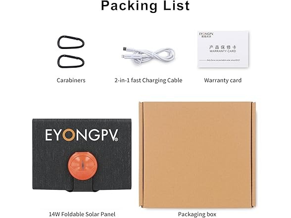 EYONGPV 14W Portable Solar Panel USB-C Output