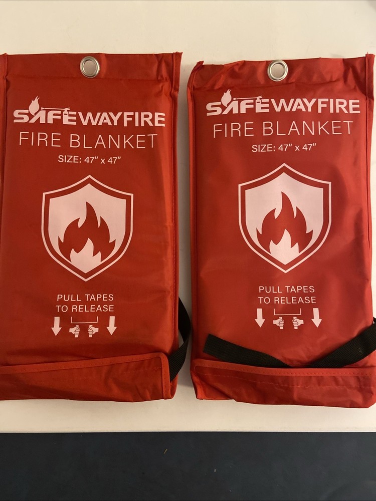 Fire Blanket 2 Pack - 47" x 47" Prepared Emergency Fire Blanket for Home