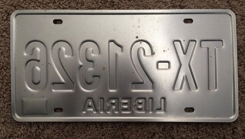 Liberia license plate*