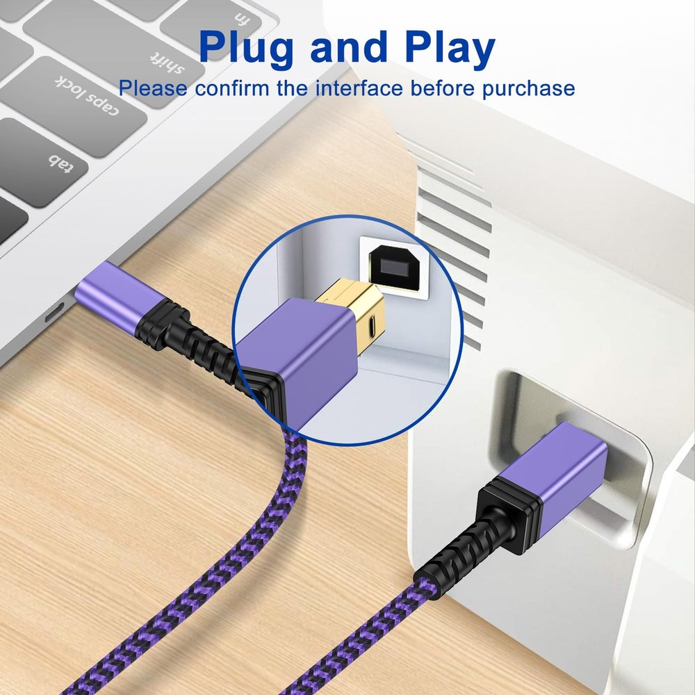 UorMe USB B to C Printer Cable 6FT, Type B C Purple