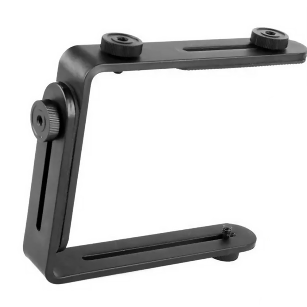 Camera Holder L Shaped Flash Black Aluminum Bracket For Camera&Speedlite Flash