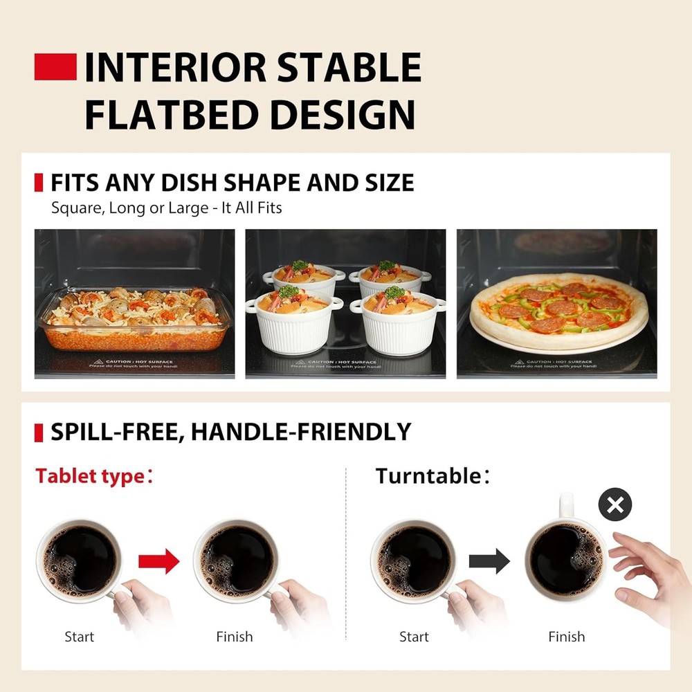 Flatbed/No Turntable Design Microwave Oven with Inverter Technology, Smart Se...