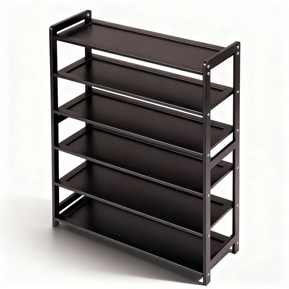 6-Layer Coffee Bamboo Shoe Rack, 68x25x89cm