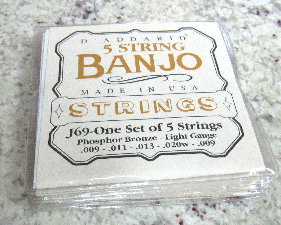D'Addario EJ69 5 string banjo strings phosphor bronze light 9-20