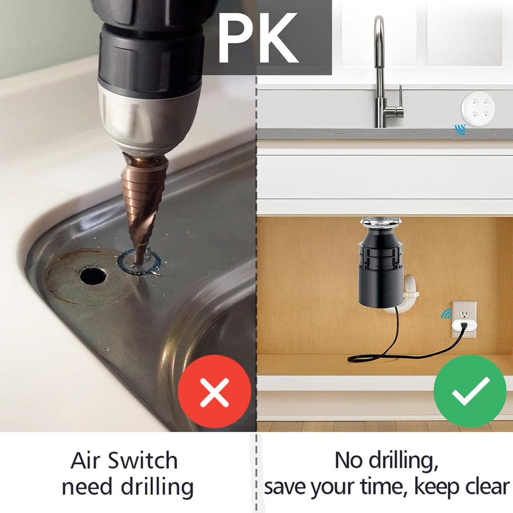 Garbage Disposal Wireless Switch Kit, Sink Top Waste Disposal On/Off Switch