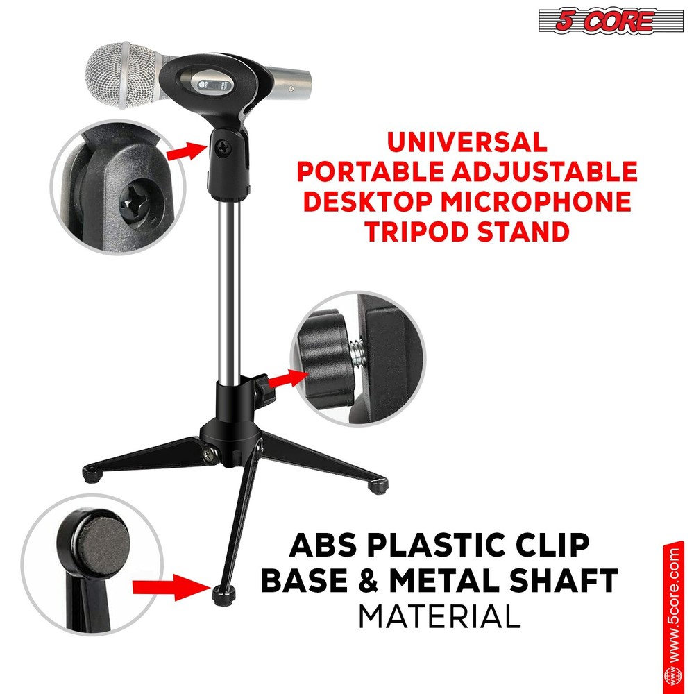 5Core Desktop Mic Stand Tripod Universal Desk Microphone Holder Table Top Stand