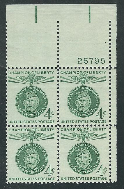 Scott #1168....4 Cent....Garibaldi....4 Plate Blocks