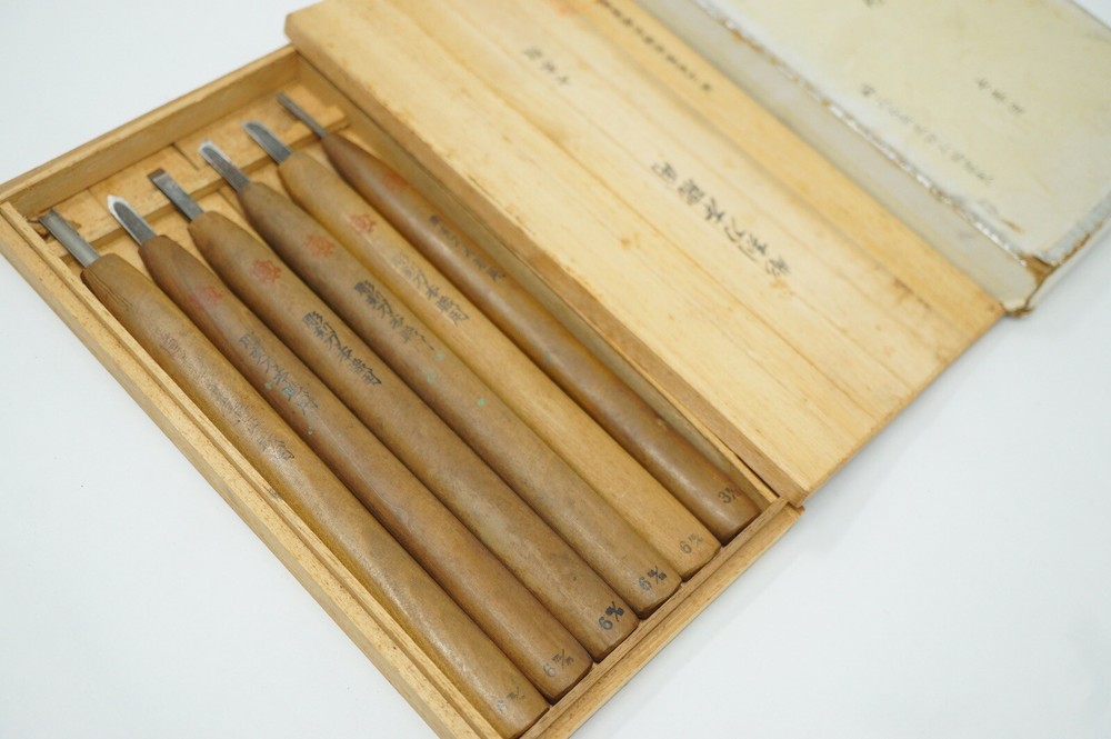 Japanese Quality Nomi Chisel Collection 6 Sharp Carving Tools in Box 0115F3