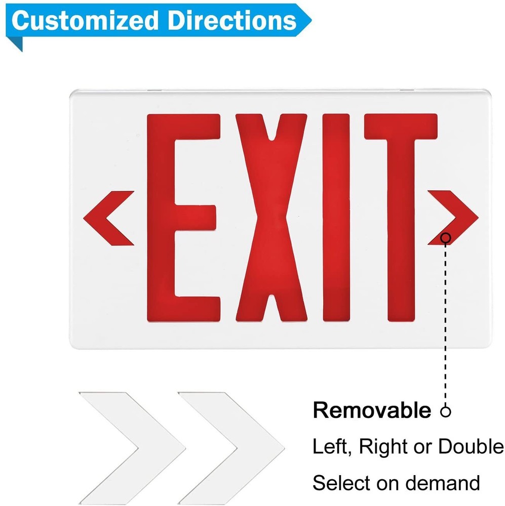 1 PC LED RED Exit Sign & Emergency Light Exit Sign Battery Combo for Home UL924