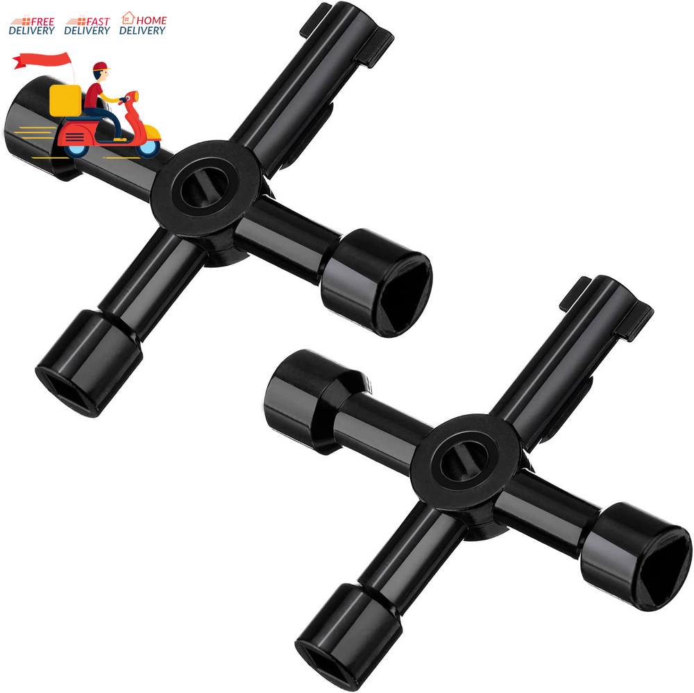 2x Utility Keys 4 Way Multi Function Electric Water Gas Meter Box Key