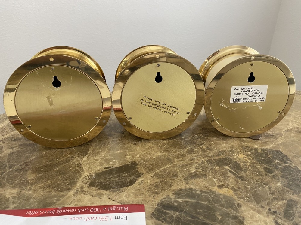 Seth Thomas Brass Thermometer Barometer Hygrometer Ship Set