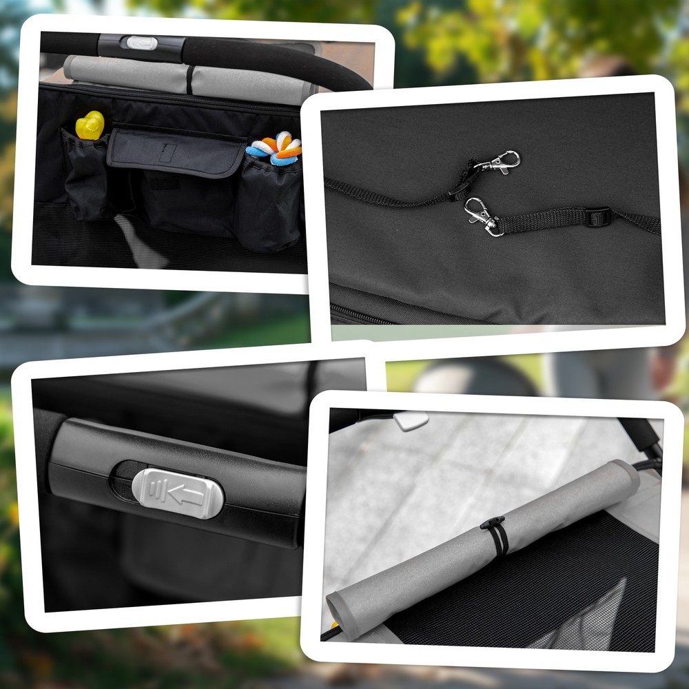 PawHut One-Click Foldable Pet Stroller With Shock Absorber, Gray