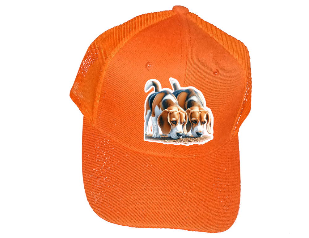 Cap Hat Orange Mesh Back Beagles Tracking Rabbits