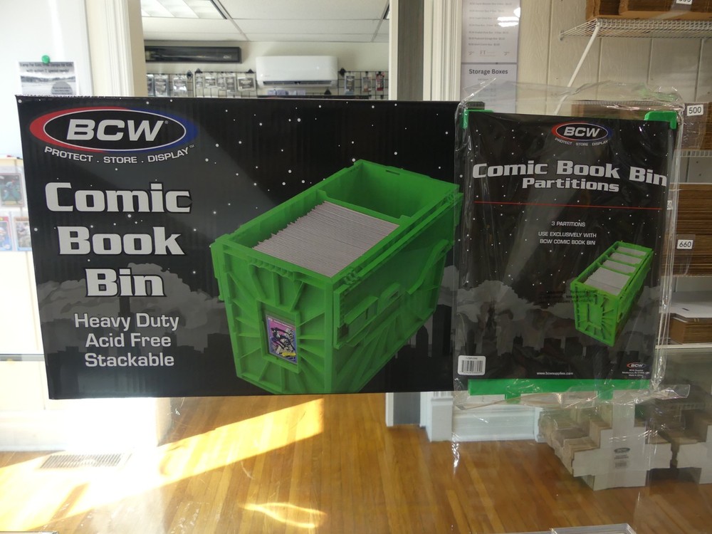 BCW Green Short Comic Book Bin & Extra Partitions Bundle - 4 Partitions Total