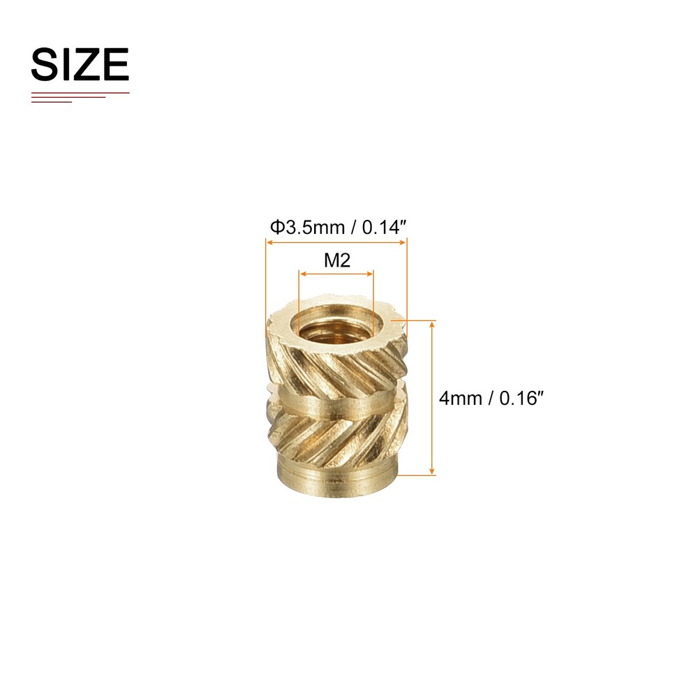 120 Pack M2x4mmx3.5mm Knurled Insert Nuts Good for Plastic Shells