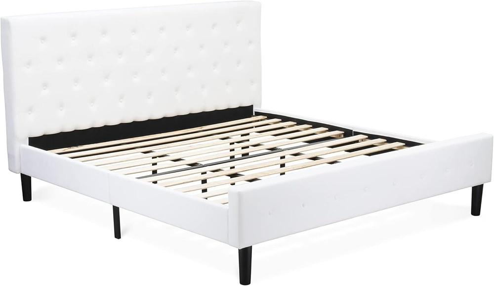 King Size Button Tufted Bed & Urban Gray Nightstand Bedroom Set