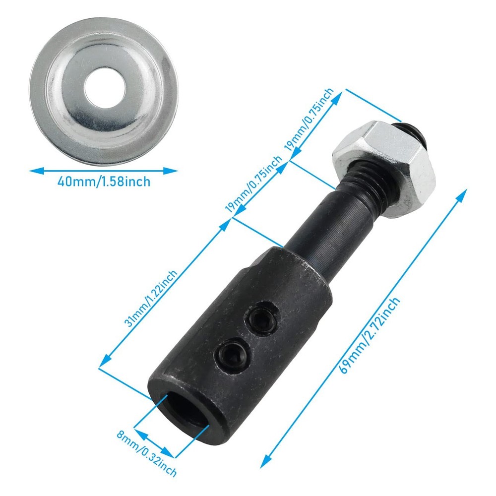 2Sets 8mm Motor Arbor Adapter Bench Grinder Extension Shaft Threaded Shaft...