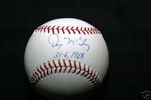 DENNY McLAIN AUTOGRAPH BASEBALL 31-6