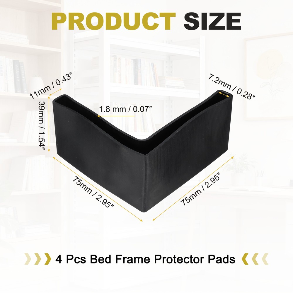4Pcs 3" Bed Frame End Cap, Angle Iron Foot Pad Leg Protector, Black