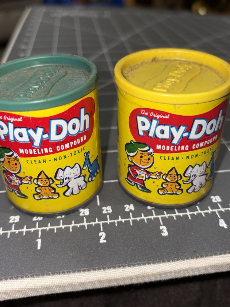 2 Original Play-Doh Vintage Empty 1962 2 Oz Cans