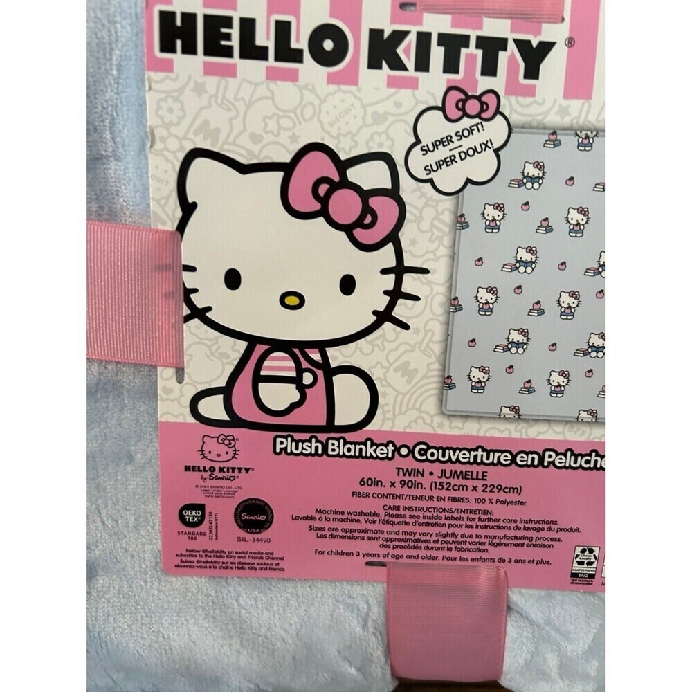 Hello kitty back to school book twin blanket d