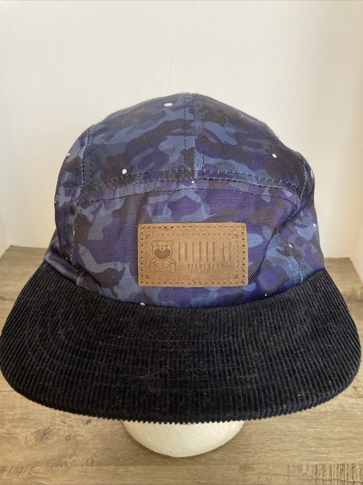 Entree Blue Camouflage Camo 5 Panel Corduroy Brim Adjustable Hat