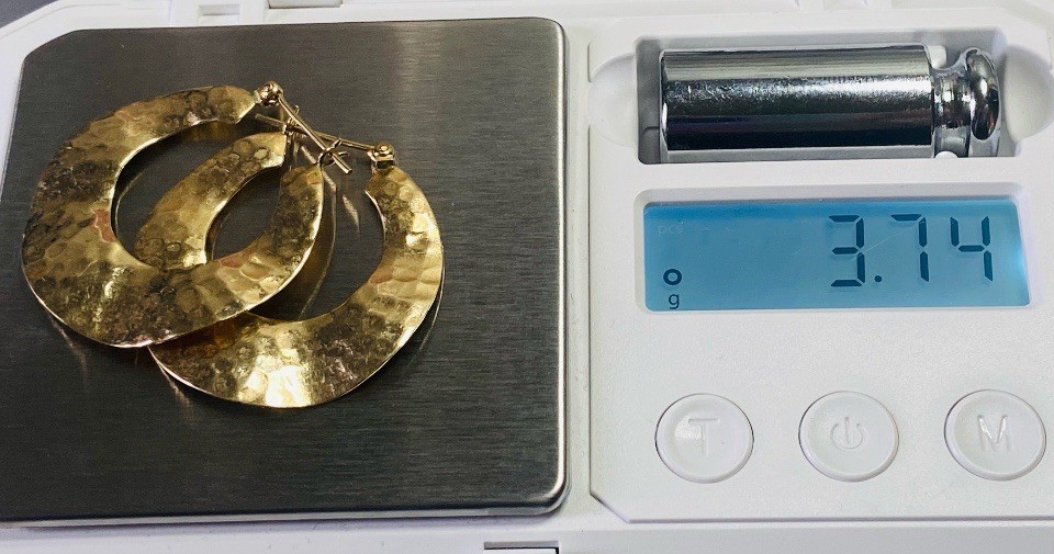 Vintage 14K Yellow Solid Gold Hoop Earring Pair