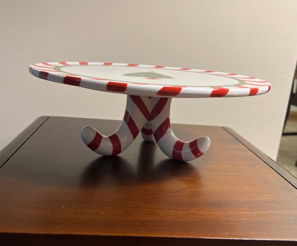Pier 1 Candy Cane Cake Plate Stand, 12”