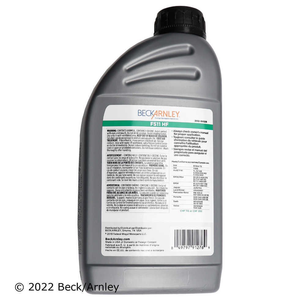 Hydraulic System Fluid Beck/Arnley 252-0028